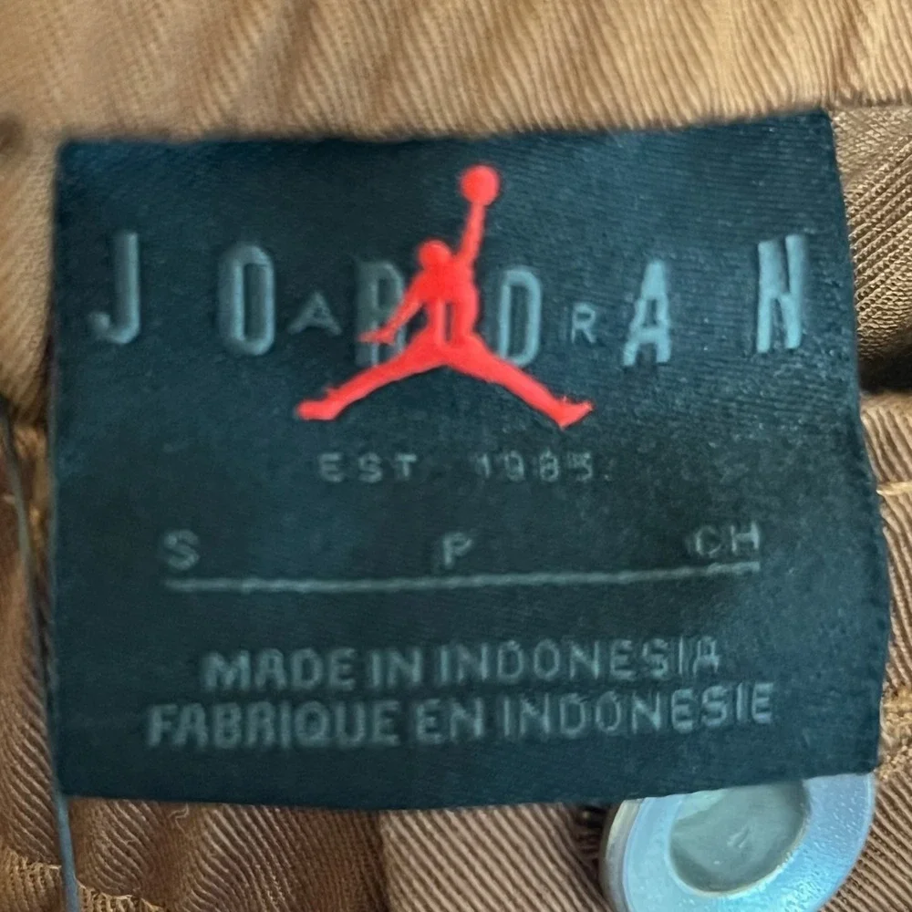 Jordan Men Cargo Pants Active Size S Rust Brown Cotton Blend Casual Logo Jumpman
